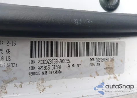 2016 Dodge Challenger R/T z USA, uszkodzony, nr VIN 2C3CDZBT5GH209855